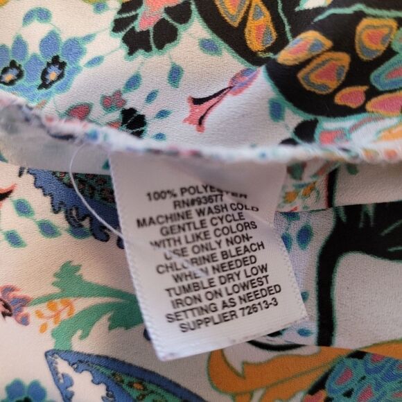 BELLE & SKY Colorful Peacock Print Top Size Large (2169) - Picture 6 of 6